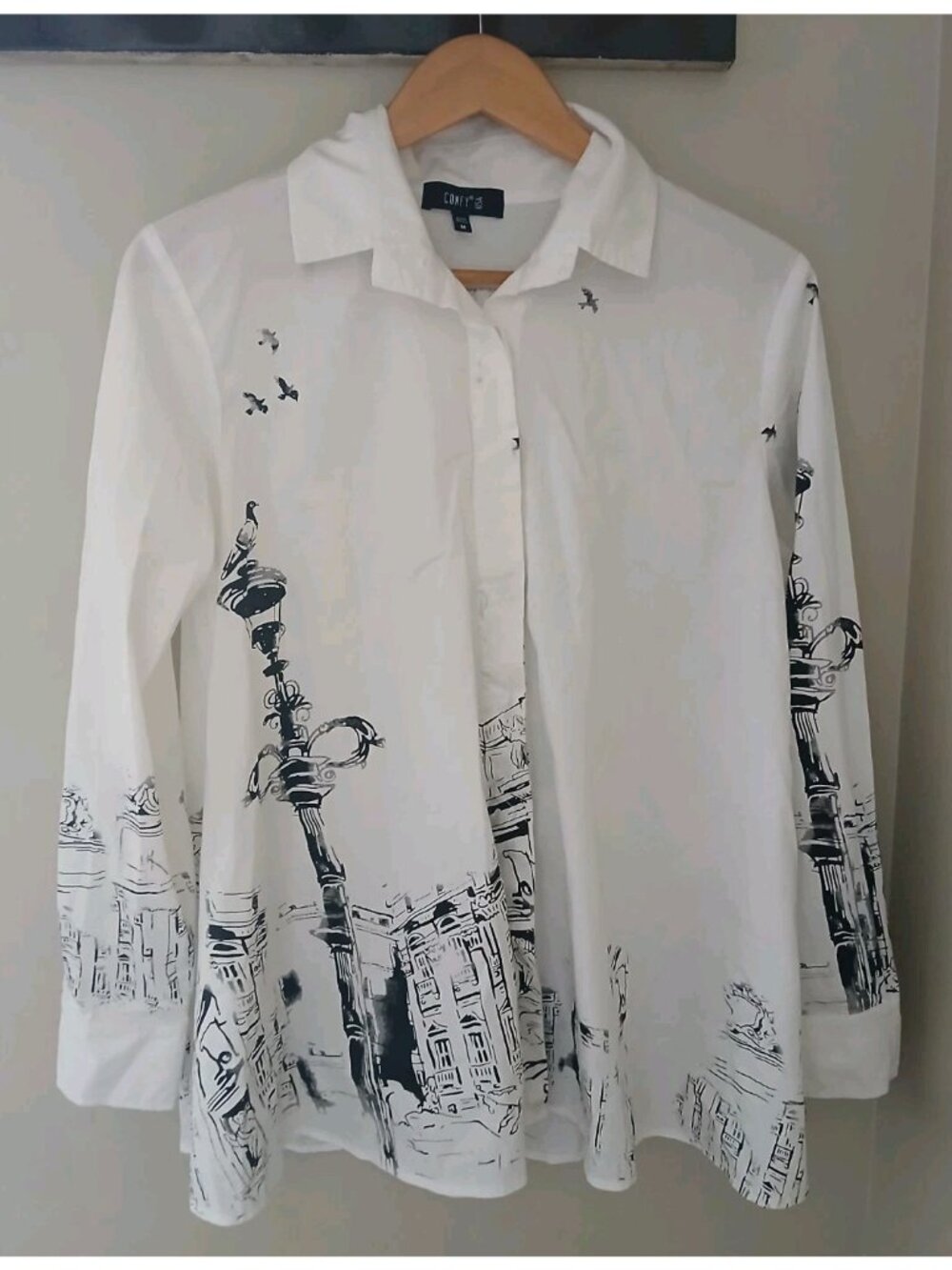 Comfy USA Zipper Back Poplin Blouse